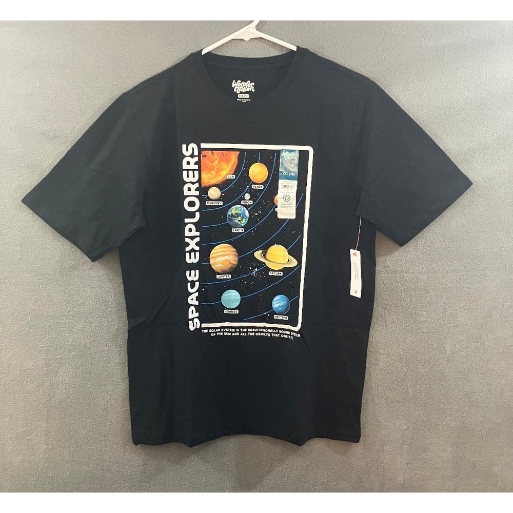 Wonder Nation Graphic T-Shirt Space Explorers Solar System Crewneck Black XXL 18